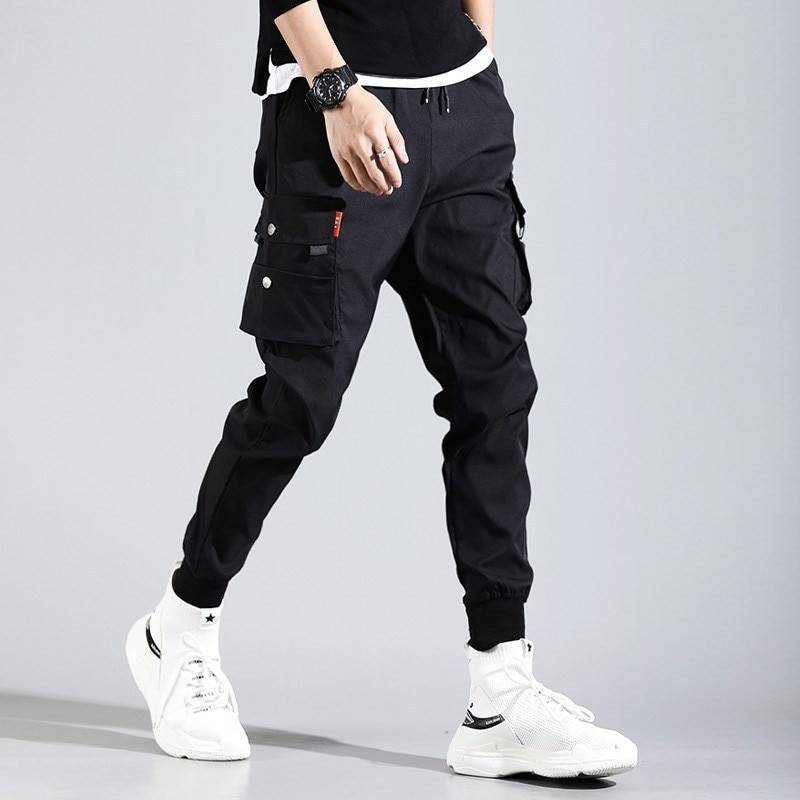 Black Harajuku Men's Pants with Pockets BOTTOMS Casual Pants / Trousers Men's Clothing & Accessories Pants Pants / Trousers 