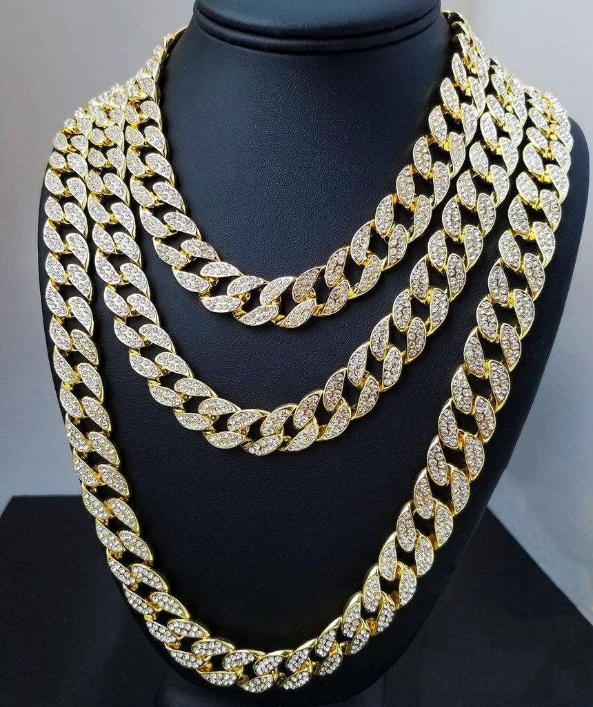 Men's Iced Out Rhinestone Link Chains Men Jewelry Necklaces 