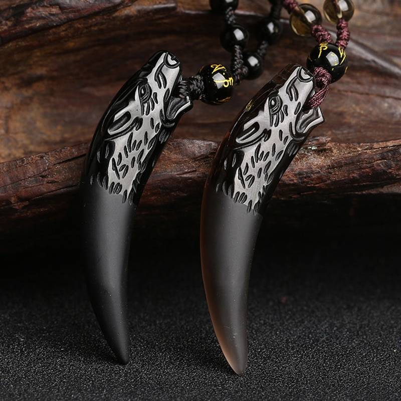 Necklace with Natural Stone Tusk Shaped Pendant Men Jewelry Necklaces 