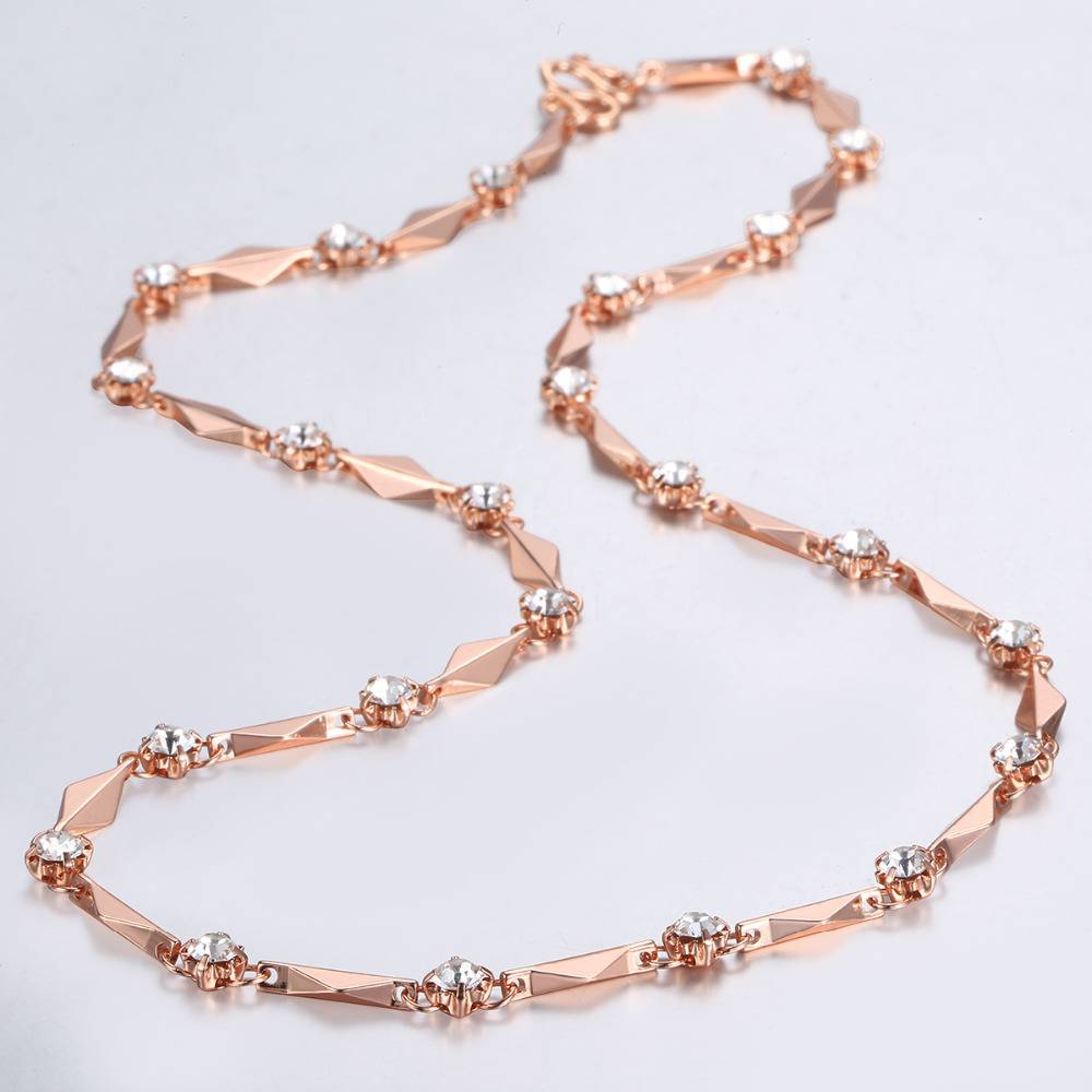 Women's Elegant Gold Necklace with Crystals Men Jewelry Necklaces 