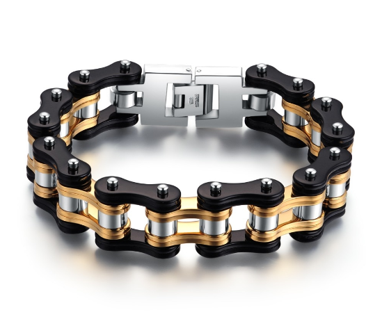Mr. International - Men's Metal Cast Combination Gold Chain Bracelet