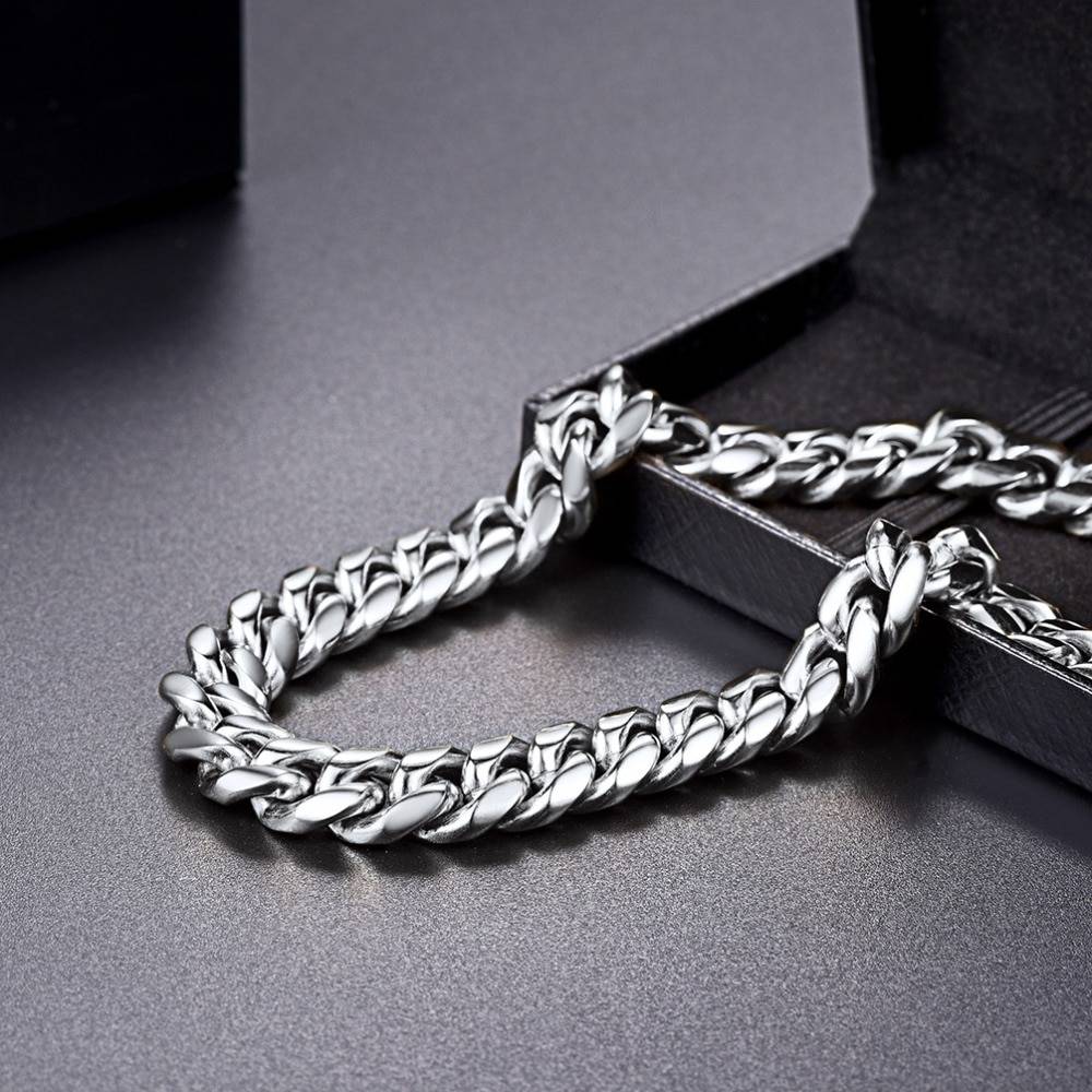 Mr. International - Thick Curb Braided Stainless Steel Men's Chain