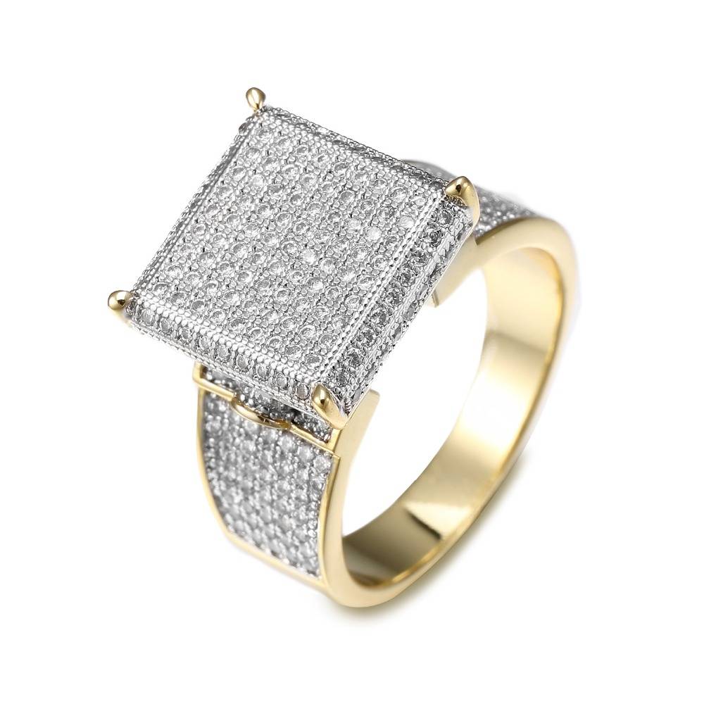 Men's Iced Out Square Shaped Rings Men Jewelry Rings 