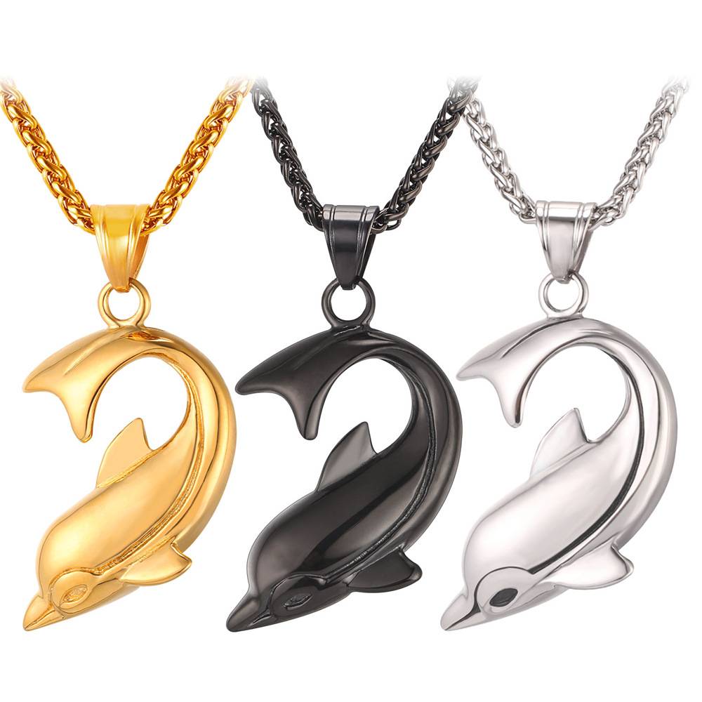 Stainless Steel Dolphin Necklace Men Jewelry Necklaces 