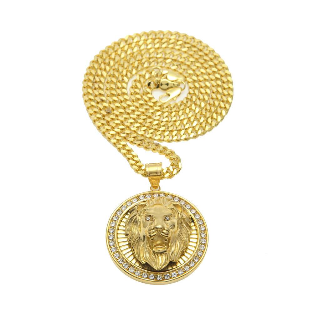 Mr. International - Men's Hip Hop Iced Out Lion Head Pendant Necklaces