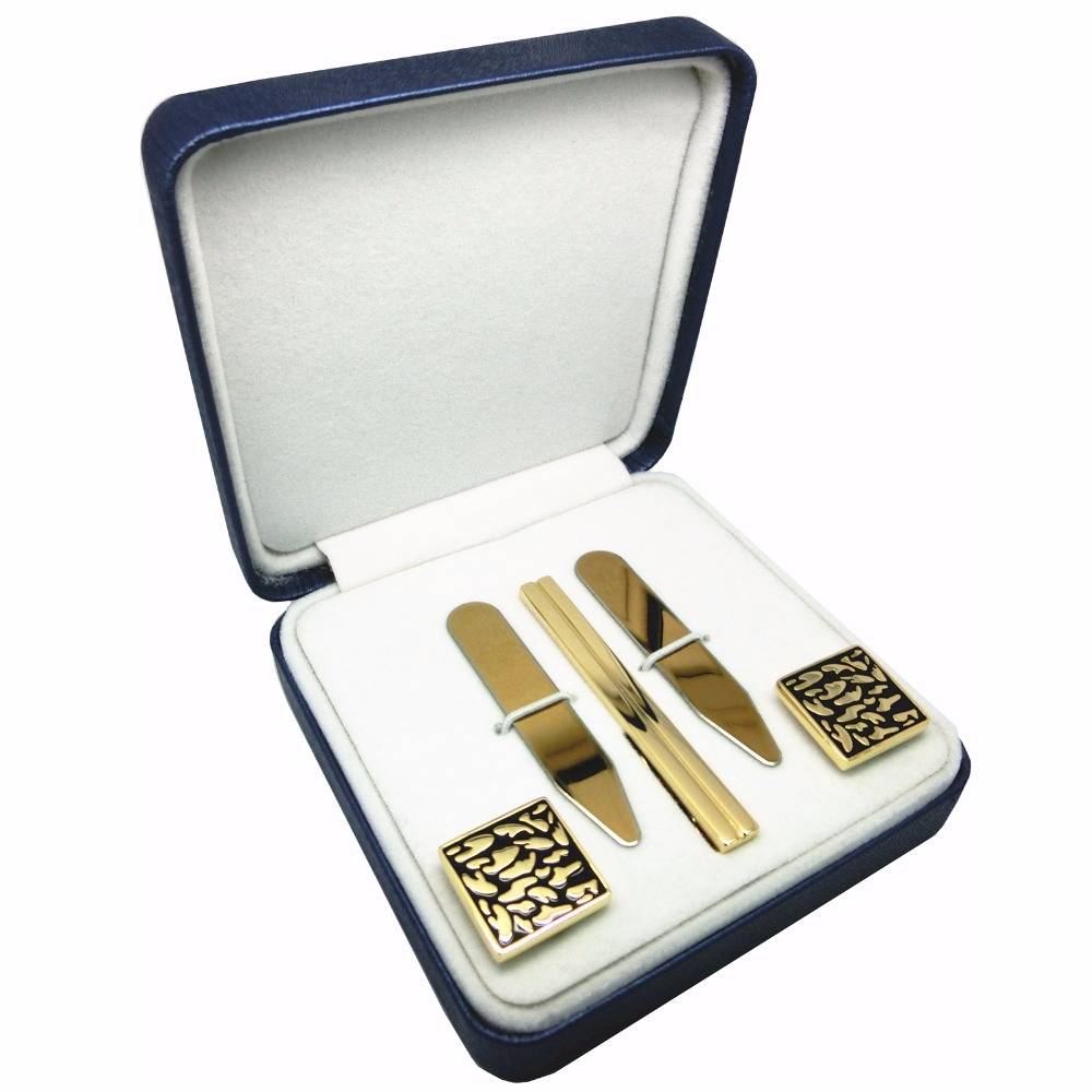 Luxurious Gold-Plated Men's Accessories Gift Set Men Jewelry Tie Clips & Cufflinks 