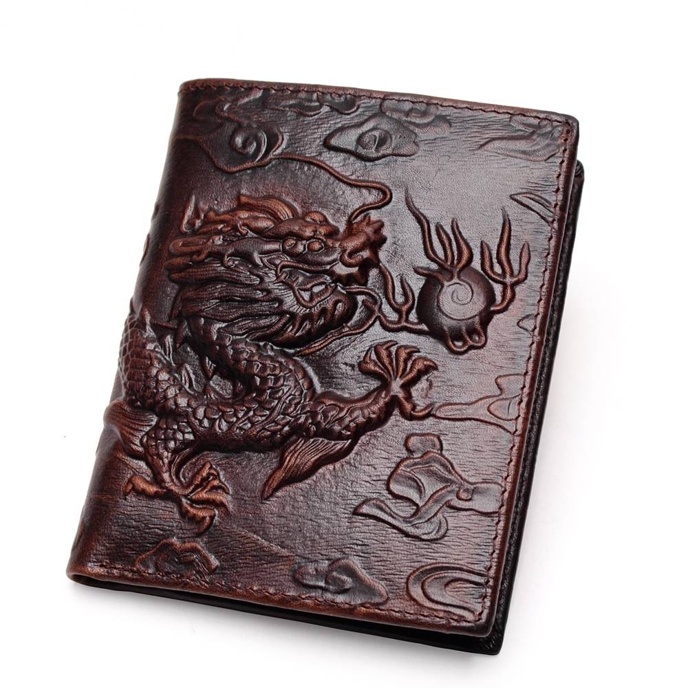 Chinese Dragon Patterned Genuine Leather Men's Wallet Men Bags & Wallets Wallets 