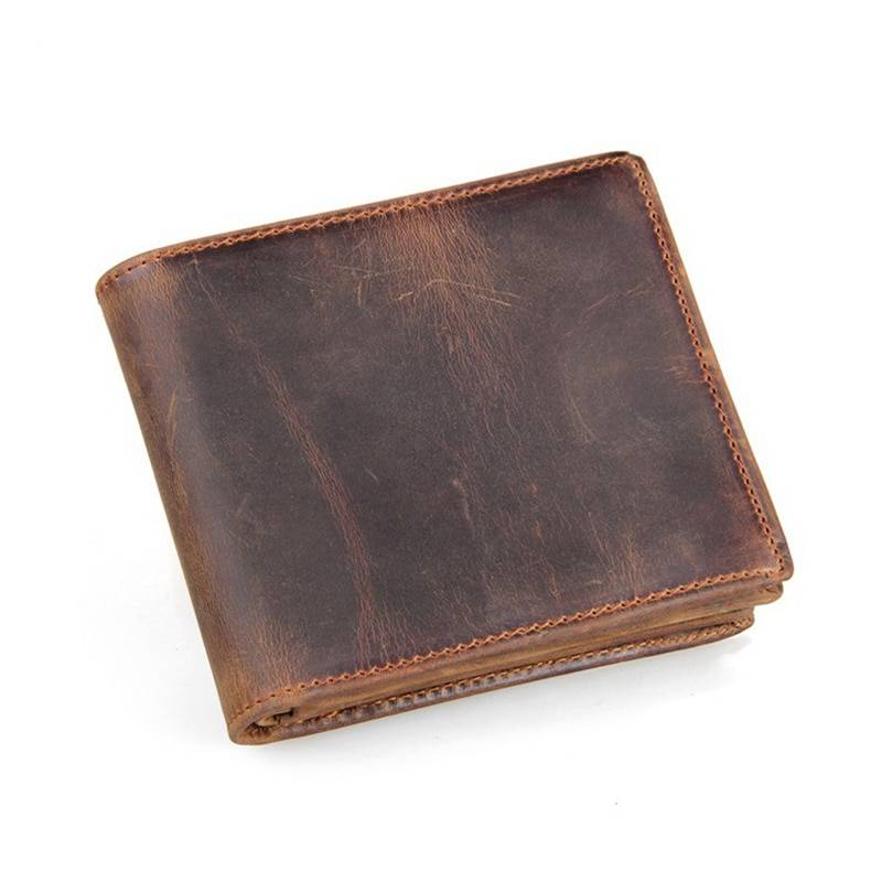 Luxury Coffee and Light Brown Men's Genuine Leather Short Wallet Men Bags & Wallets Wallets 