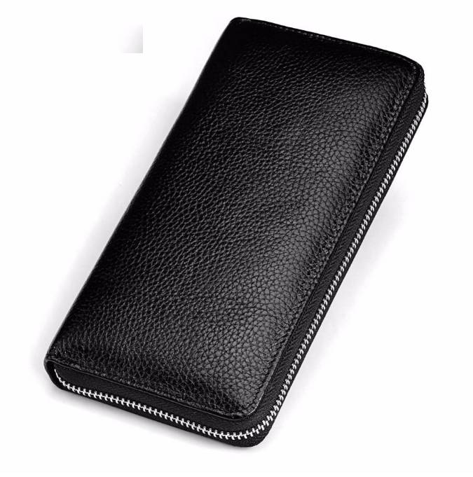 Long Leather Business Wallet with Zipper for Men Men Bags & Wallets Wallets 