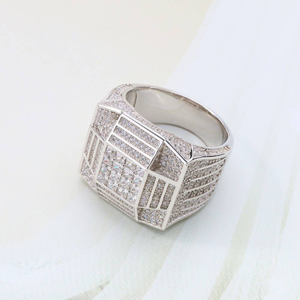 Men's Iced Out Wide Cubic Zirconia Rings Men Jewelry Rings 
