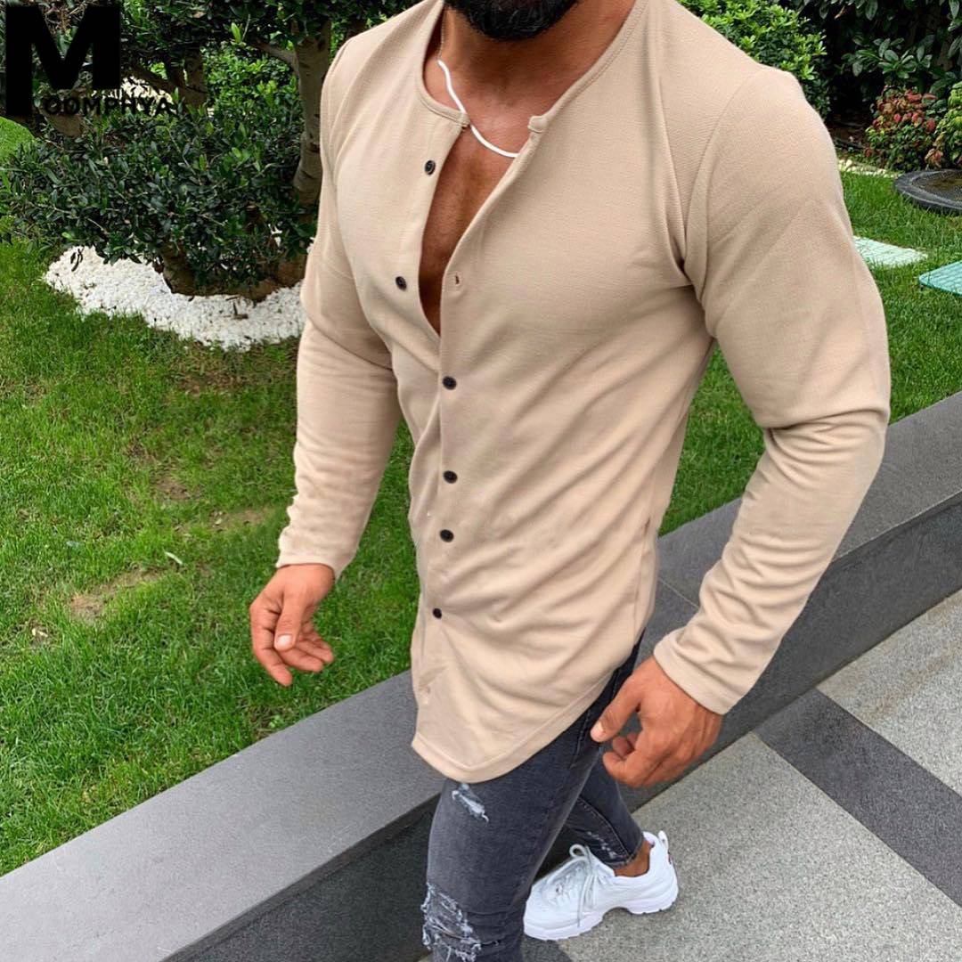 Single Breasted Long Shirt for Men Sweatshirts 