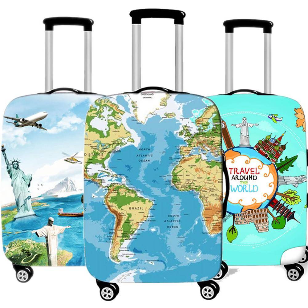 3D Map Luggage Protective Cover For Travel Suitcase Luggage & Travel Bags Random 