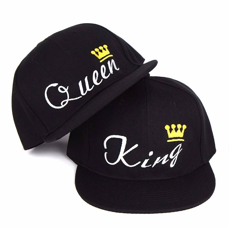 King And Queen Crown Couple Embroidery Caps Matching Outfits 