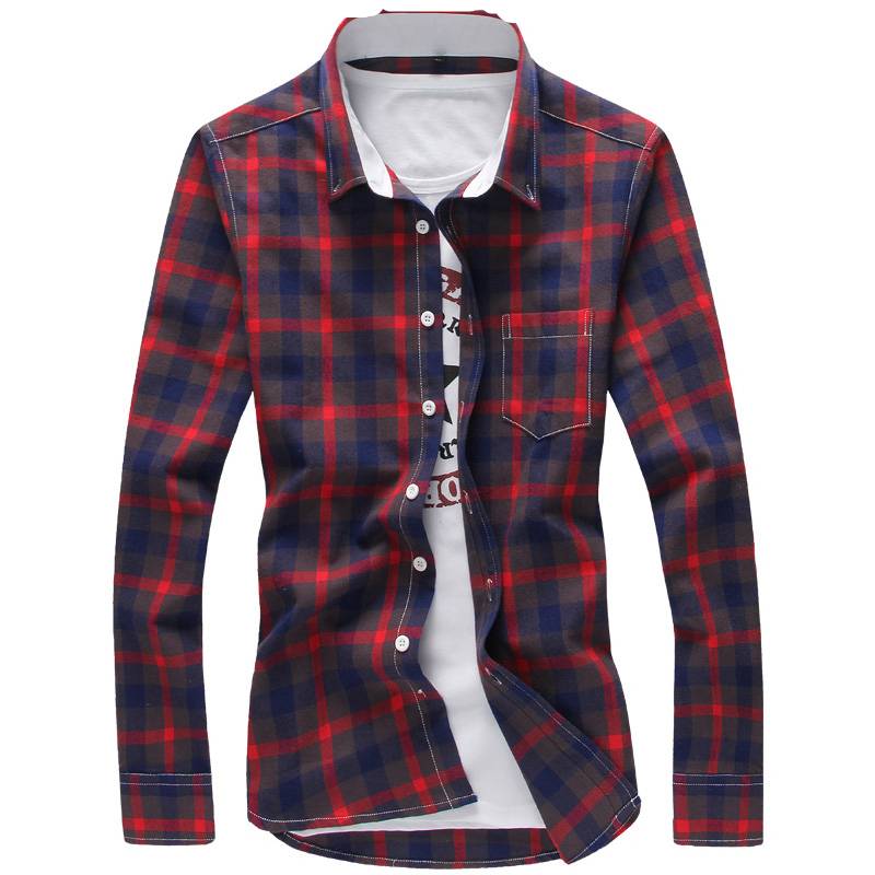 Trendy Casual Plaid Cotton Men’s Shirt Men's Clothing & Accessories Shirts 