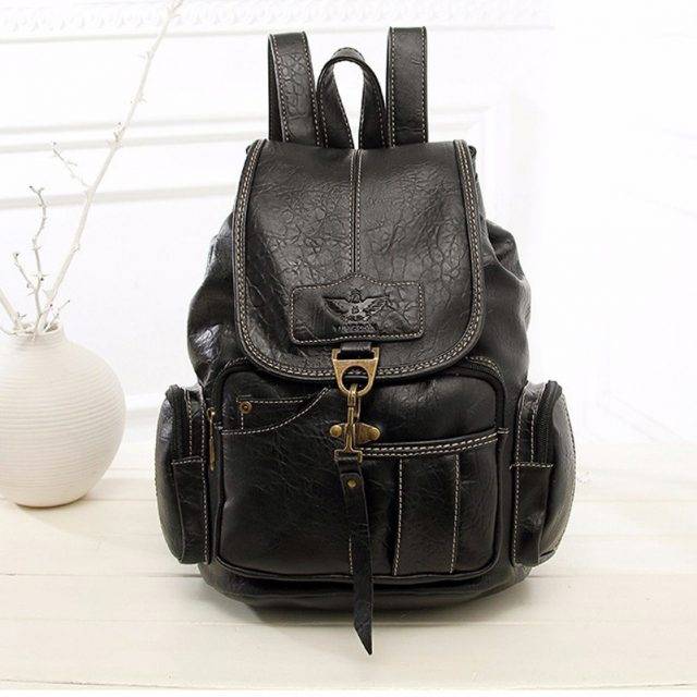 retro leather backpack