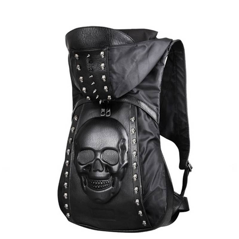 3D Skull Backpack with Hood Backpacks Men Bags & Wallets 