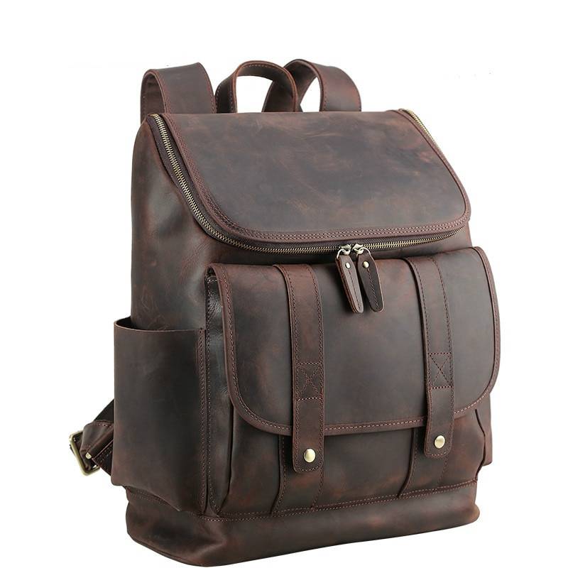 Vintage Large Capacity Men's Genuine Leather Backpack Backpacks Men Bags & Wallets 