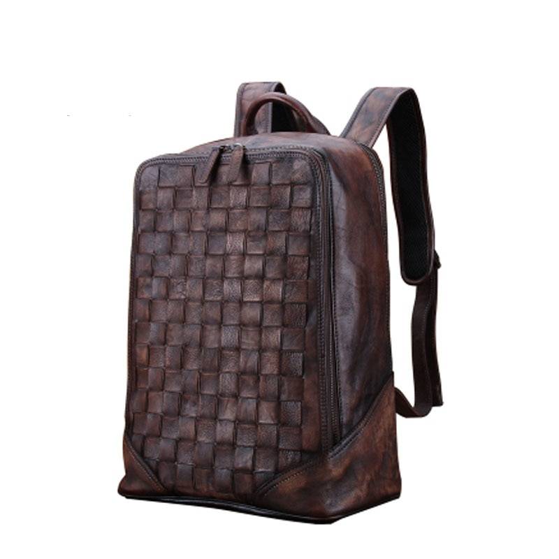 Retro Style Plaid Unisex Genuine Leather Backpack Backpacks Men Bags & Wallets Retro Style Plaid Unisex Genuine Leather Backpack Backpacks Men Bags & Wallets