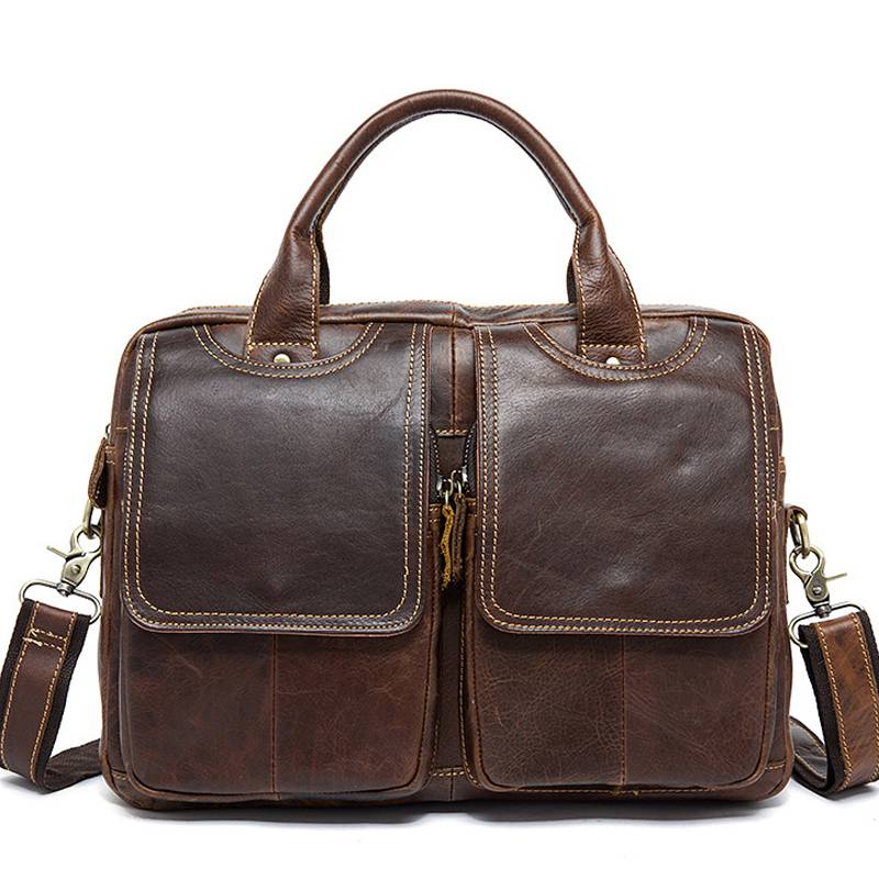 Genuine Leather Men's Handbag for Laptops Briefcases Men Bags & Wallets 