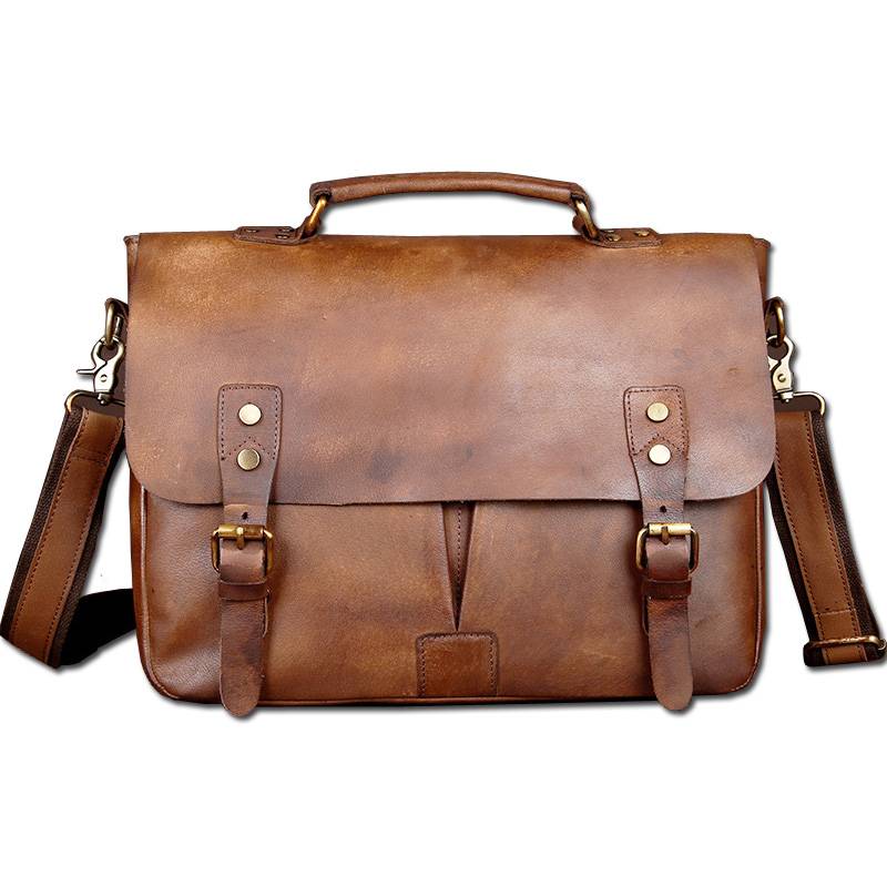 Men's Vintage Cowhide Briefcase Briefcases Men Bags & Wallets 