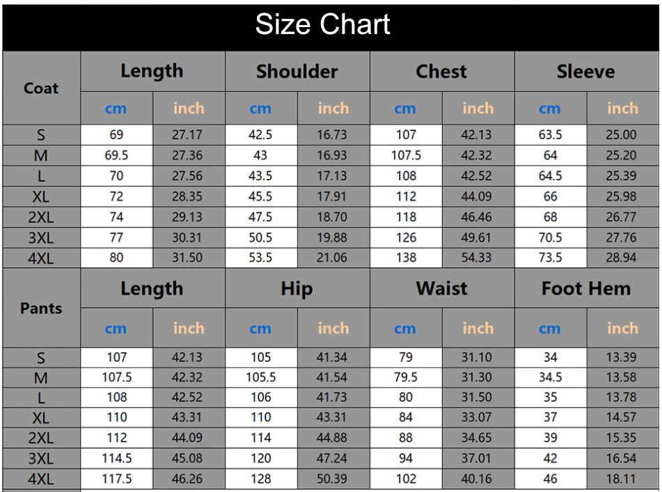 Couture Size Chart Tracksuit