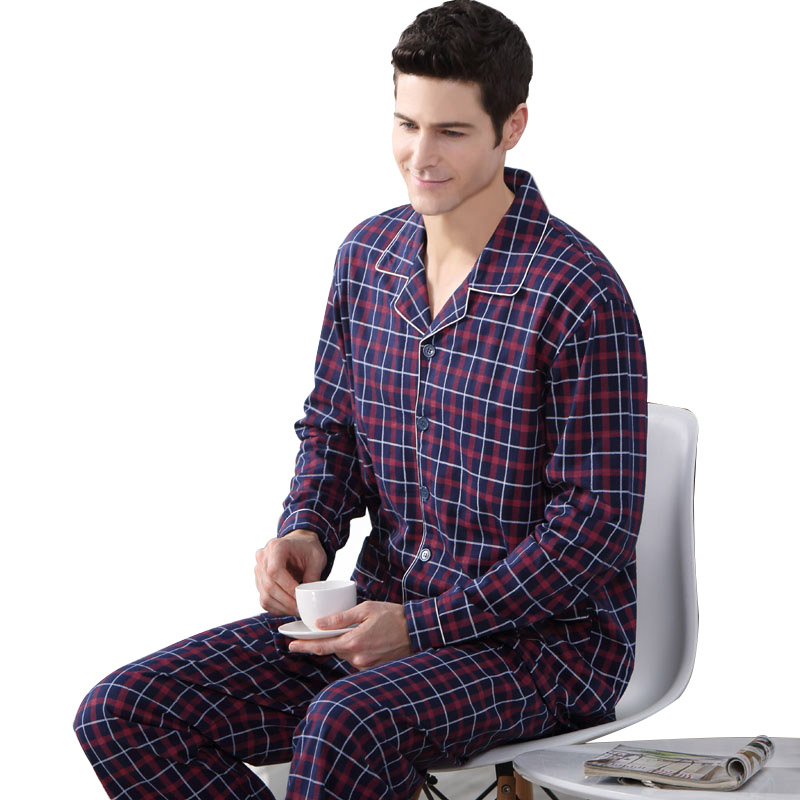 Men's Checkered Cotton Long Sleeves Pajama Sets Men's Clothing & Accessories Pajama Sets Sleep & Lounge 