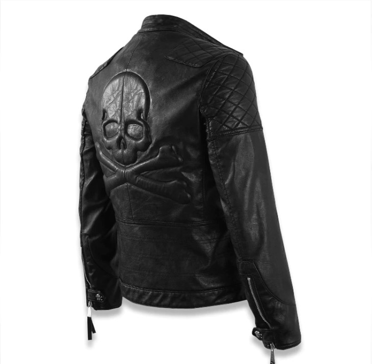 Men's Pirate Skull Faux Leather Jacket Jackets Jackets & Coats Men's Clothing & Accessories 