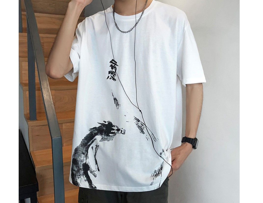 Men's Japanese Style Print T-Shirt Men's Clothing & Accessories Tops & Tees 