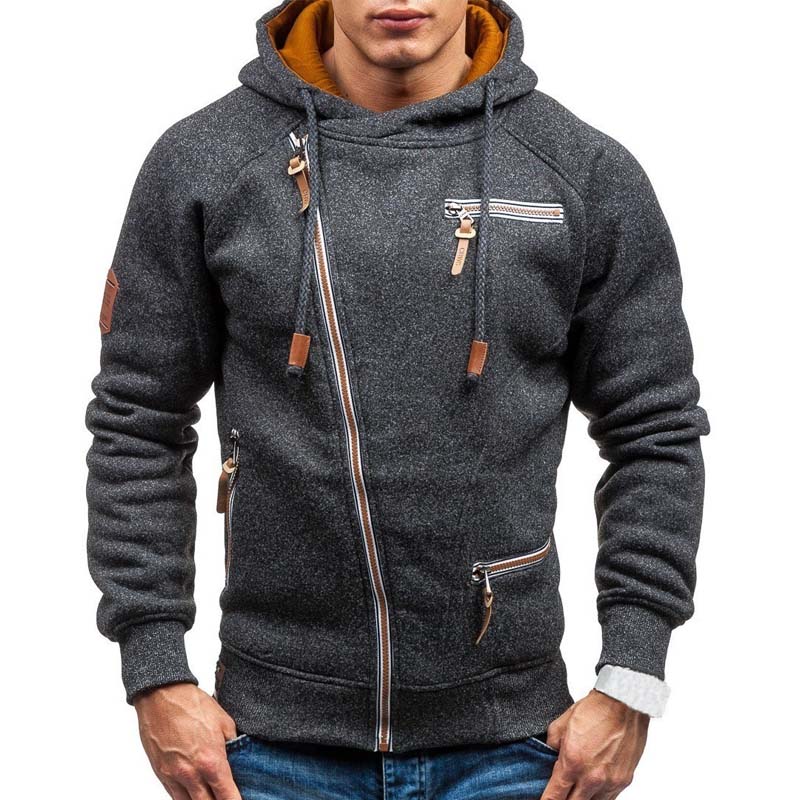 Men's Solid Hoodie with Zipper Hoodies & Sweatshirts Men's Clothing & Accessories 