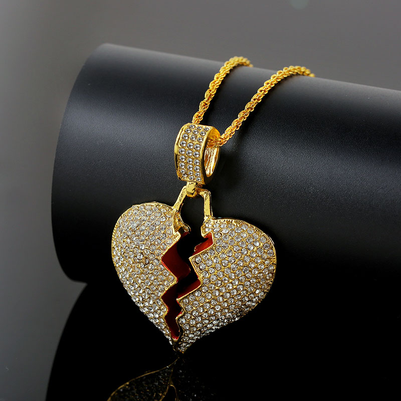 Unisex Broken Heart Pendant and Chain Men Jewelry Necklaces 