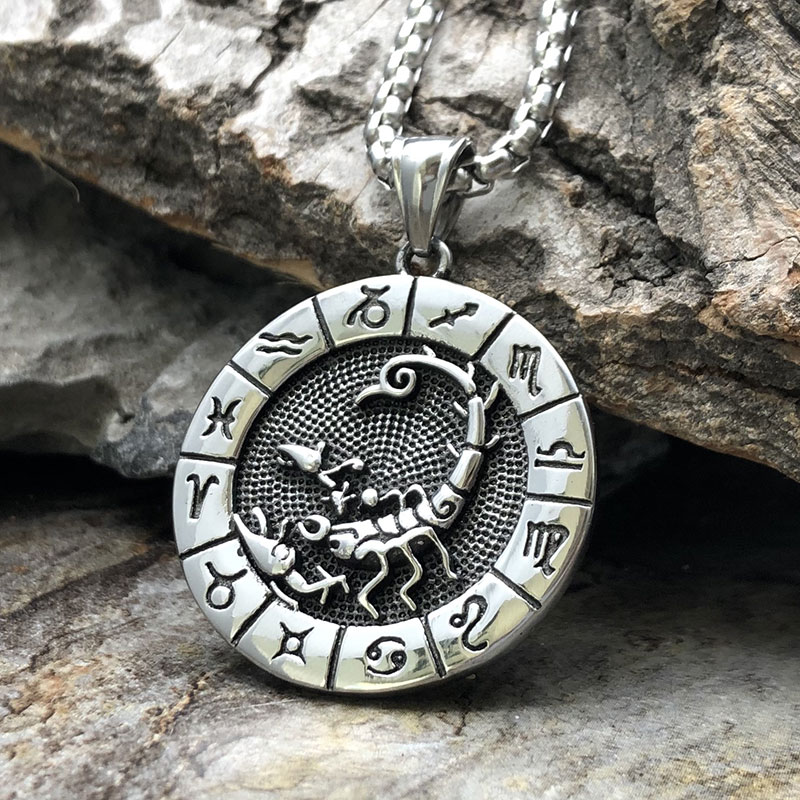 12 Constellations Zodiac Sign Pendant and Chain
