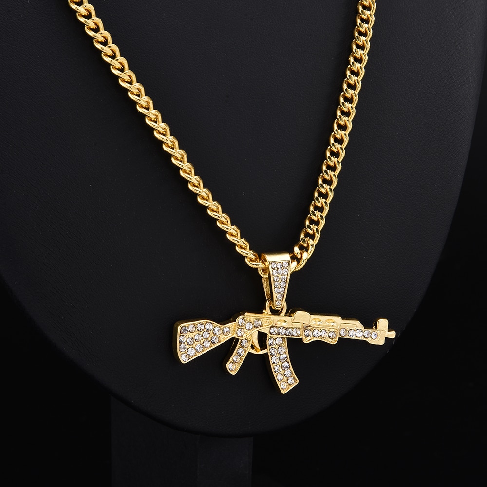 Hip-Hop Gun Shaped Pendant Necklace for Men Apparel & Accessories Bracelets Jewelry 