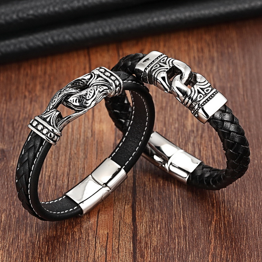 Leather Bracelets for Men with Nordic Decor Bracelets Men Jewelry 